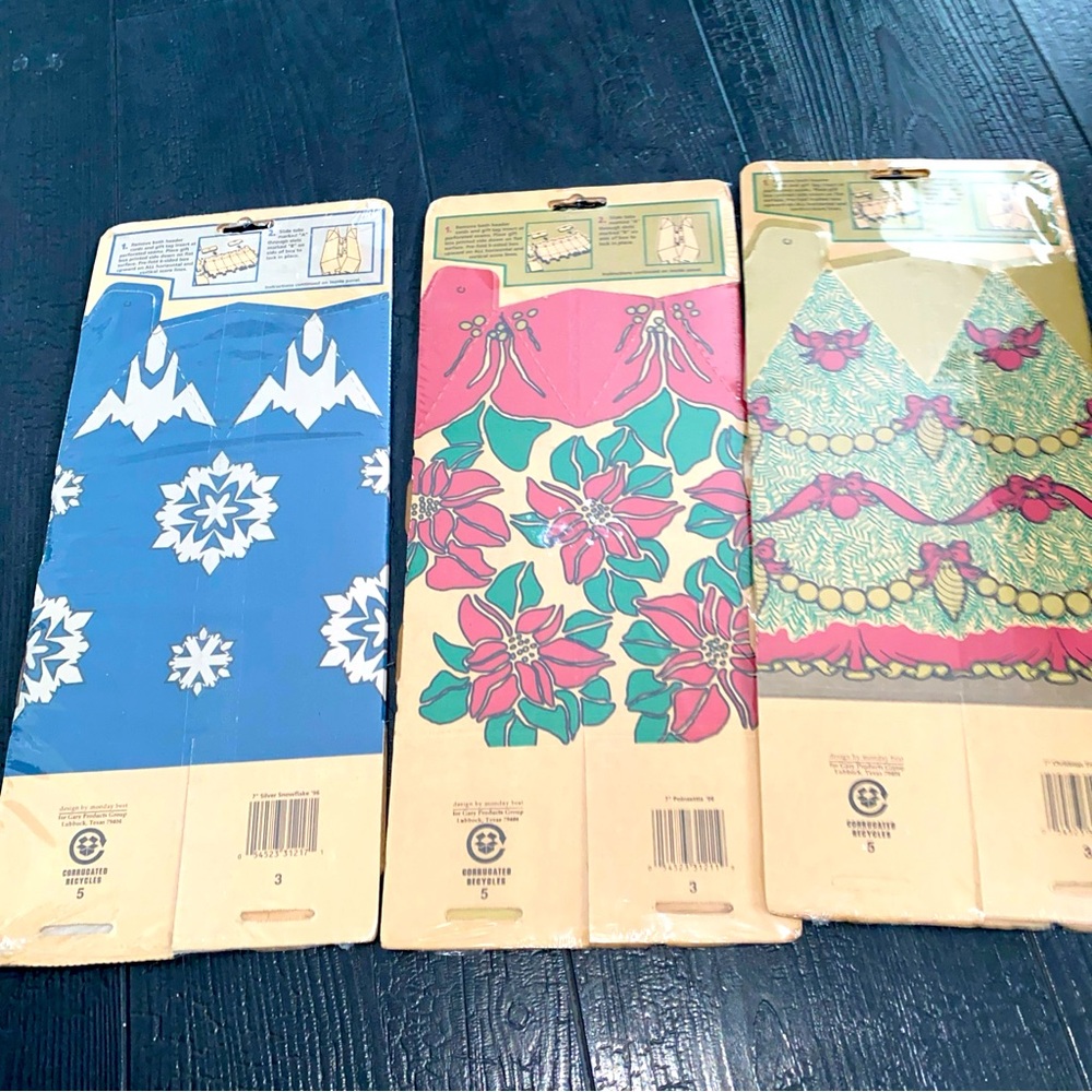 Vintage Fold N' Go‎ Christmas Tree Poinsettia Snowflake Gift Box Lot of 3 Sealed